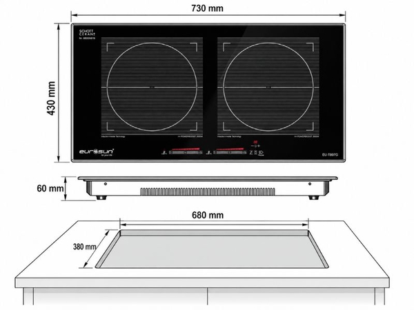 Bếp Từ Eurosun EU-T897G 2 Vùng Nấu - Nhập Khẩu CHLB Đức