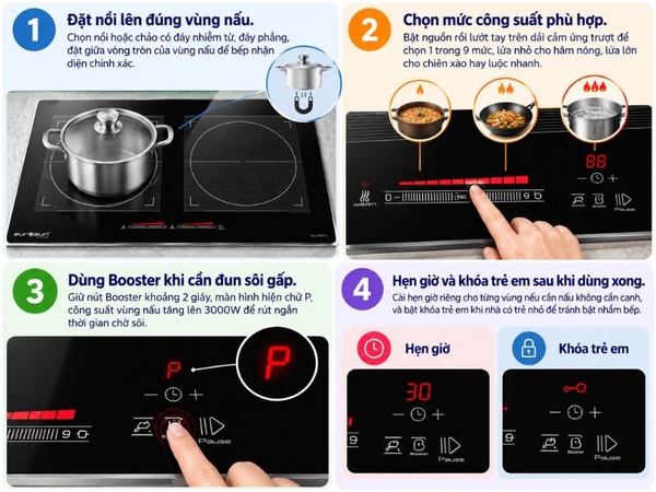 Bếp Từ Eurosun EU-T897G 2 Vùng Nấu - Nhập Khẩu CHLB Đức