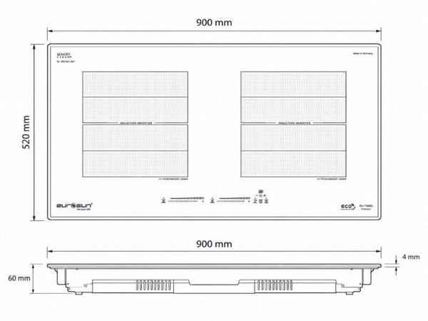 Bếp Từ EUROSUN EU-T999G 2 Vùng Nấu, Công Nghệ CHLB Đức
