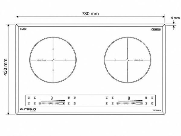 Bếp Từ EUROSUN EU-T99PRO 2 Vùng Nấu - Nhập Khẩu Malaysia