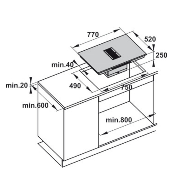 Bếp Từ Kết Hợp Hút Mùi Hafele HC-IHH77D 536.61.655