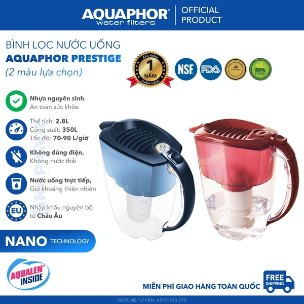 Bình Lọc Nước Uống AQUAPHOR Prestige, Provance - Nhập Khẩu Châu Âu