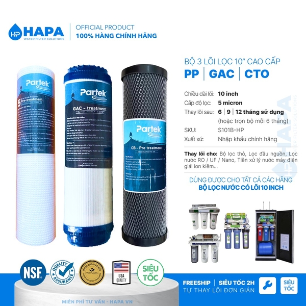 Lõi Lọc Nước PARAGON PARTEK, Full Models Lõi Lọc Thô Cao Cấp