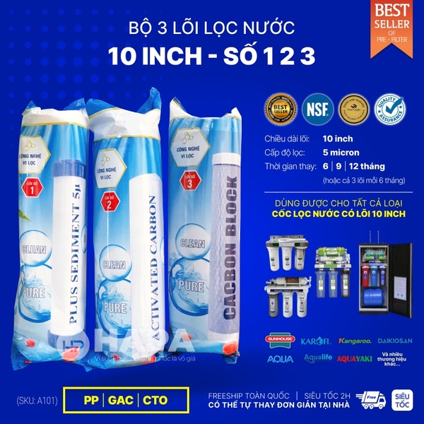 Lõi Lọc Nước Số 2 GAC OCB UDF Filter 10 inch  - Cho Mọi Dòng Máy RO