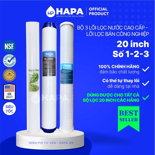 Bộ 3 Lõi Lọc Nước 20 inch Số 1 2 3 Cao Cấp - Hàng Nhập Khẩu