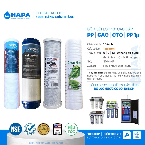 Lõi Lọc Nước Số 1 2 3 Cao Cấp PARTEK Cao Cấp - Hàng Nhập Khẩu