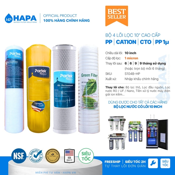 Lõi Lọc Nước Số 1 2 3 Cao Cấp PARTEK Cao Cấp - Hàng Nhập Khẩu - Hàng Chính Hãng