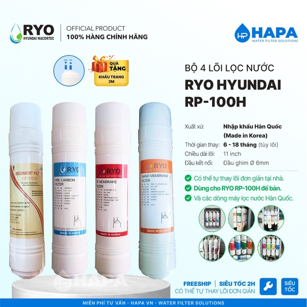 Máy Lọc Nước Nóng Lạnh RYO Hyundai RP100H - Nhập Khẩu Hàn Quốc, Hàng Chính Hãng