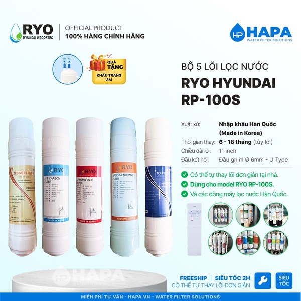 Máy Lọc Nước Nóng Lạnh RYO Hyundai RP100S - Nhập Khẩu Hàn Quốc, Hàng Chính Hãng