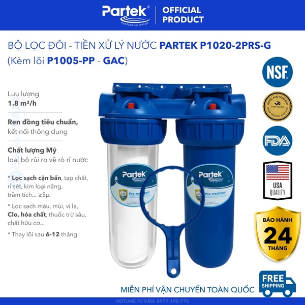 Bộ Lọc Thô 2 Cốc PARTEK P1020-2PRS Series Cao Cấp, Công Nghệ Mỹ
