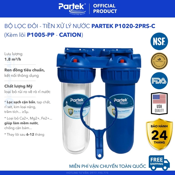 Bộ Lọc Thô 2 Cốc PARTEK P1020-2PRS Series Cao Cấp, Công Nghệ Mỹ