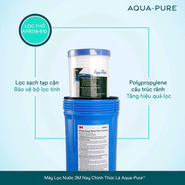 Bộ Lọc Nước Đầu Nguồn Cao Cấp 3M™ Aqua-Pure™ AP801B (10 inch), AP802B (20 inch) Big Blue