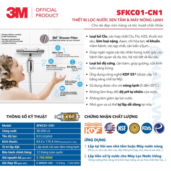 Bộ Lọc Nước Vòi Sen Tắm 3M HSF-IS - Nhập Khẩu Hàn Quốc