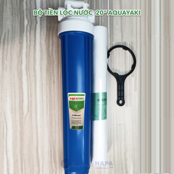 Bộ Lọc Thô 1 Cốc AQUAYAKI 20 inch - Xử lý cặn bẩn nước đầu vào, Bảo vệ lọc tinh, Hàng Chính Hãng