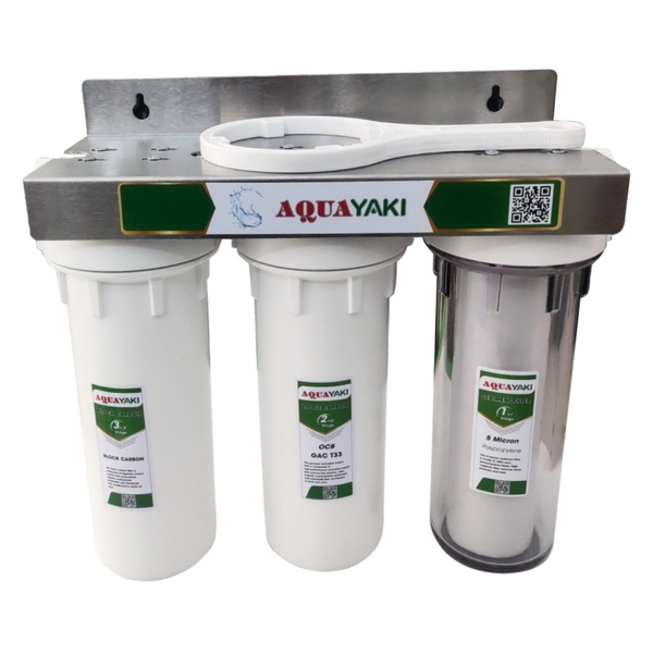 Bộ Lọc Thô 3 Cốc AQUAYAKI 10 inch - Lọc Nước Sinh Hoạt, Đầu Nguồn