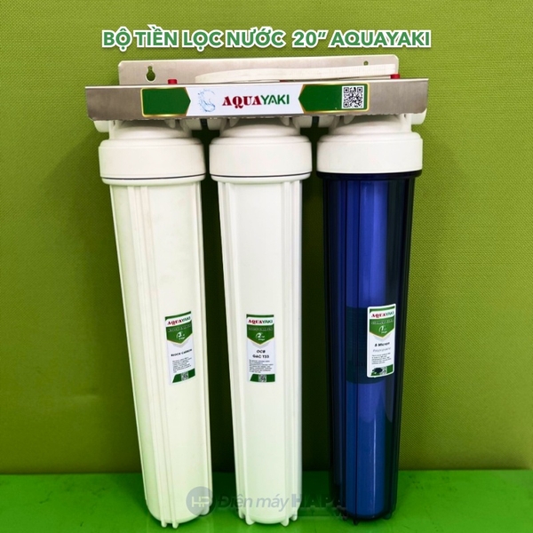 Bộ Lọc Thô 3 Cốc AQUAYAKI 20 inch Lọc Nước Đầu Nguồn, Sinh Hoạt