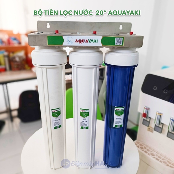 Bộ Lọc Thô 3 Cốc AQUAYAKI 20 inch Lọc Nước Đầu Nguồn, Sinh Hoạt