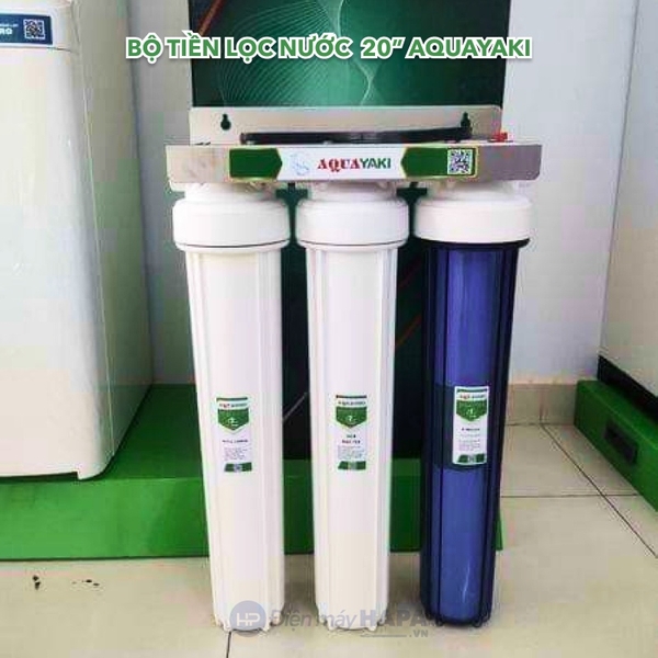 Bộ Lọc Thô 3 Cốc AQUAYAKI 20 inch Lọc Nước Đầu Nguồn, Sinh Hoạt