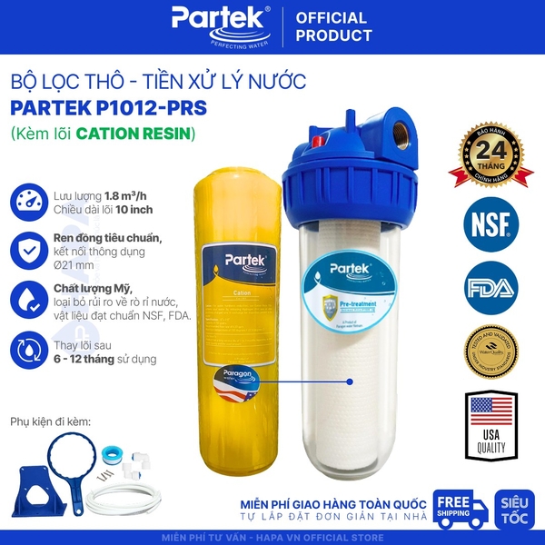 Bộ Lọc Thô PARTEK P1012-PRS 10 inch Kèm Lõi Cao Cấp USA Quality - Tùy Chọn Lõi Lọc Theo Nhu Cầu