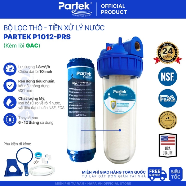 Bộ Lọc Thô PARTEK P1012-PRS 10 inch Kèm Lõi Cao Cấp USA Quality - Tùy Chọn Lõi Lọc Theo Nhu Cầu