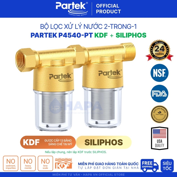 Bộ Tiền Xử Lý Nước PARTEK P4540-PT-K (KDF) cao cấp Loại bỏ Phèn, Sắt, Clo, Vi Khuẩn, Xử lý nước giếng