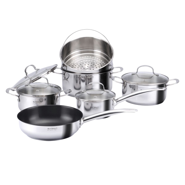 Bộ Nồi Chảo EUROSUN MC1608-Passion Cao Cấp 10 Món, INOX SUS304 3 Lớp