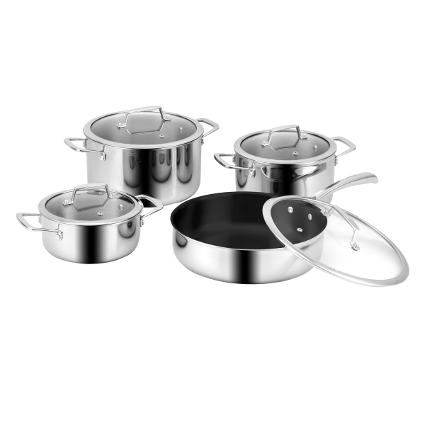 Bộ Nồi Chảo EUROSUN MC1801-Luxury Cao Cấp 8 Món, INOX SUS304 3 Lớp