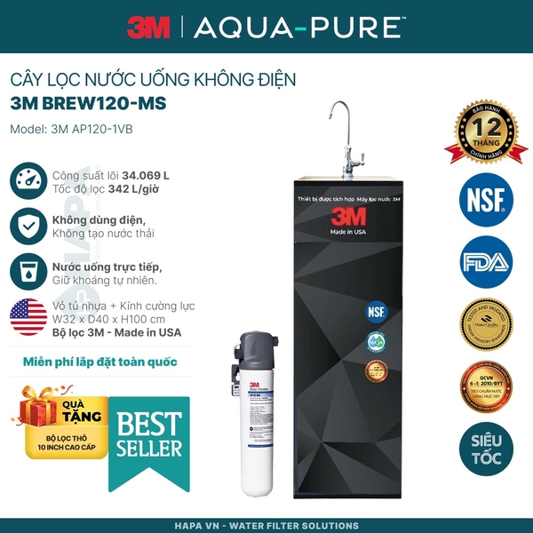 Cây Lọc Nước Uống Trực Tiếp 3M Aqua-Pure Không Dùng Điện - Bộ lọc nhập khẩu Mỹ