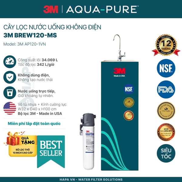 Cây Lọc Nước Uống Trực Tiếp 3M Aqua-Pure Không Dùng Điện - Bộ lọc nhập khẩu Mỹ