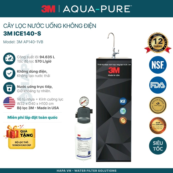 Cây Lọc Nước Uống Trực Tiếp 3M Aqua-Pure Không Dùng Điện - Bộ lọc nhập khẩu Mỹ