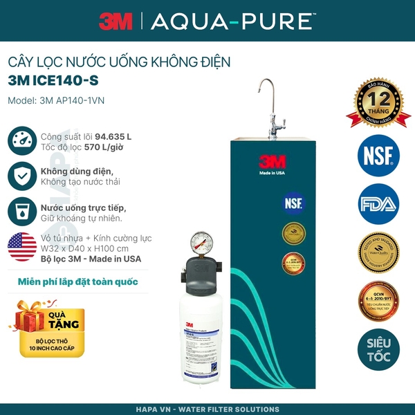 Cây Lọc Nước Uống Trực Tiếp 3M Aqua-Pure Không Dùng Điện - Bộ lọc nhập khẩu Mỹ