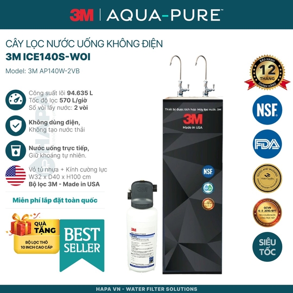Cây Lọc Nước Uống Trực Tiếp 3M Aqua-Pure Không Dùng Điện - Bộ lọc nhập khẩu Mỹ