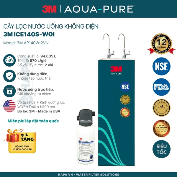Cây Lọc Nước Uống Trực Tiếp 3M Aqua-Pure Không Dùng Điện - Bộ lọc nhập khẩu Mỹ