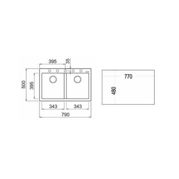 Chậu Rửa Teka FORSQUARE 2B 790 BEIGE 115260016 | BLACK 115260014