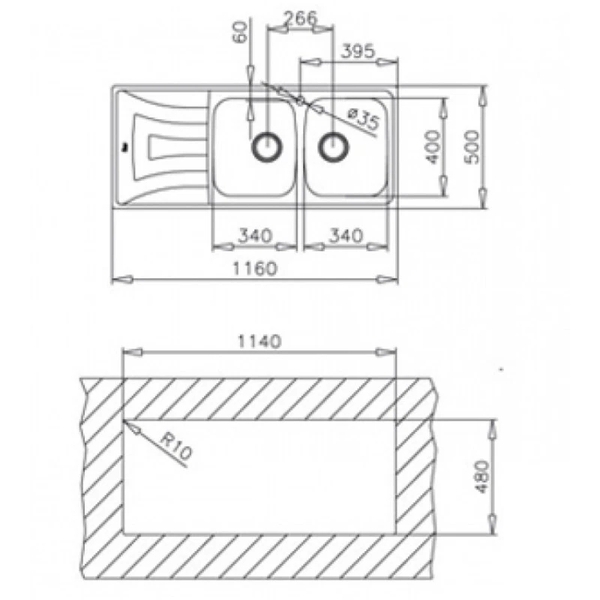 Chậu Rửa Teka UNIVERSO 2B 1D 10120012