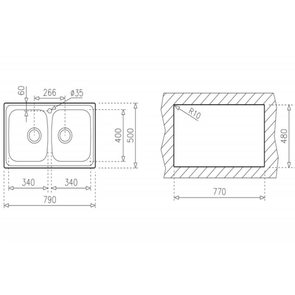 Chậu Rửa Teka UNIVERSO 79 2B (2C) 10120020