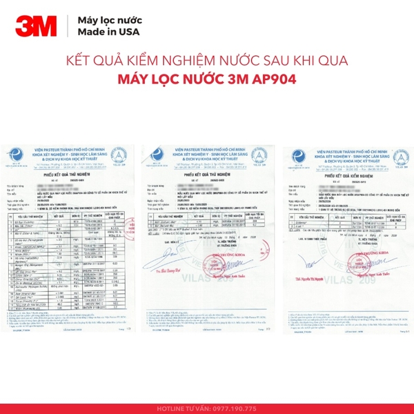 Chứng nhận chất lượng Máy Lọc Nước 3M AP904 đạt chuẩn quốc tế NSF, WQA, Viện Pasteur về nước sạch