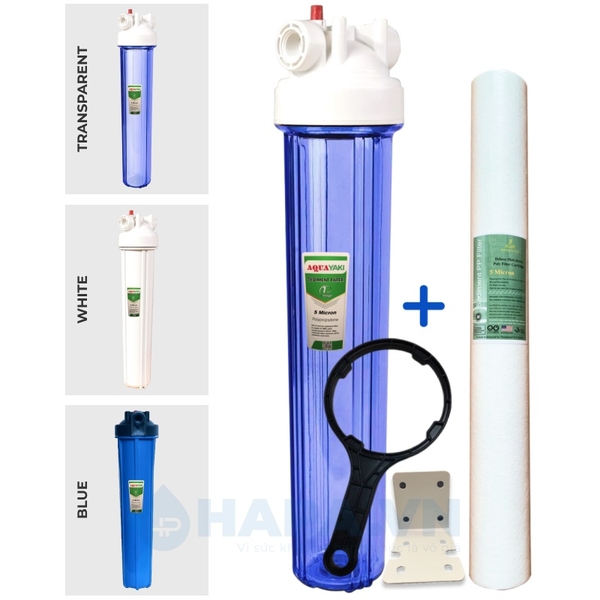 Bộ Lọc Thô 1 Cốc AQUAYAKI 20 inch - Xử lý cặn bẩn nước đầu vào, Bảo vệ lọc tinh, Hàng Chính Hãng
