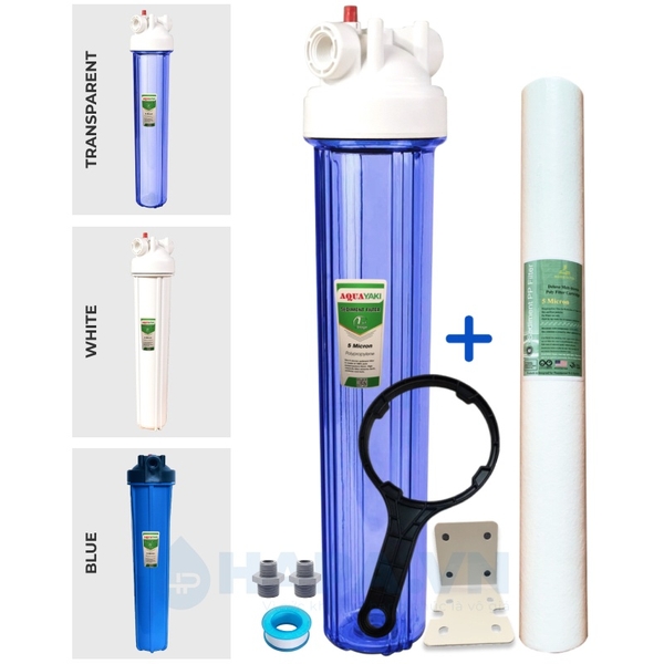 Bộ Lọc Thô 1 Cốc AQUAYAKI 20 inch - Xử lý cặn bẩn nước đầu vào, Bảo vệ lọc tinh, Hàng Chính Hãng