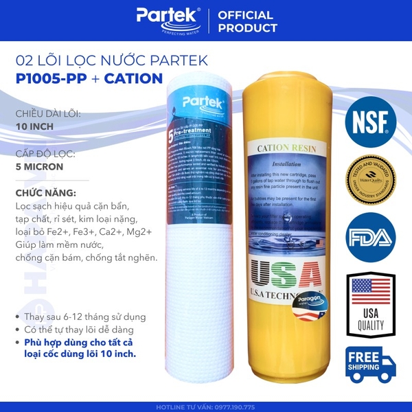 Lõi Lọc Nước PARTEK P1005-PP 10 inch, 5 micron 100% Polypropylene cao cấp