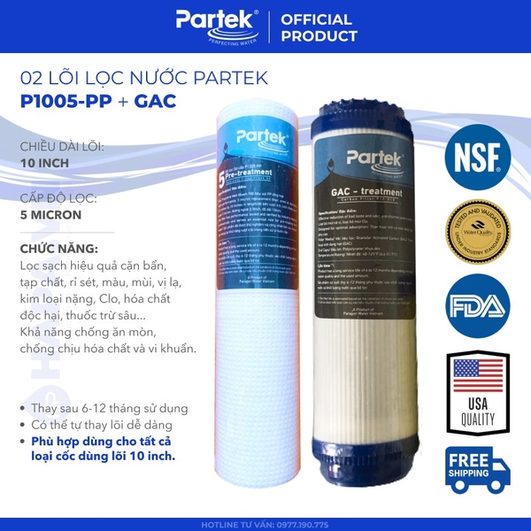 Lõi Lọc Nước PARTEK P1005-PP 10 inch, 5 micron 100% Polypropylene cao cấp