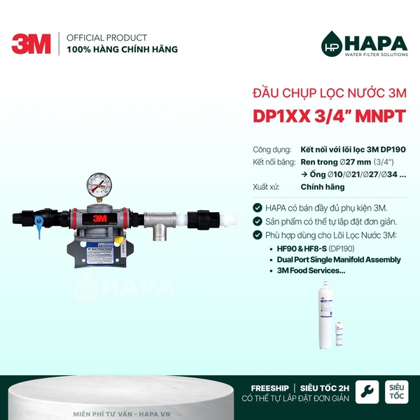 Đầu Chụp 3M DP1XX Cho Máy Lọc Nước 3M DP190 - Phụ Kiện Chính Hãng 3M