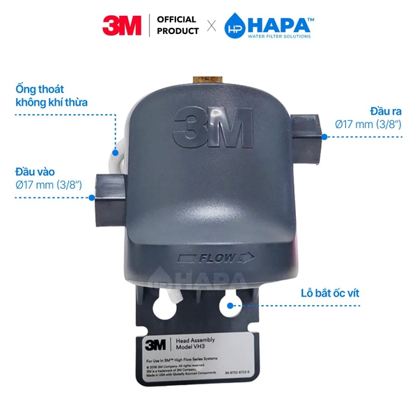 Đầu Chụp 3M VH3 (Kiểu 1) Cho Máy Lọc Nước 3M - Phụ Kiện Chính Hãng 3M