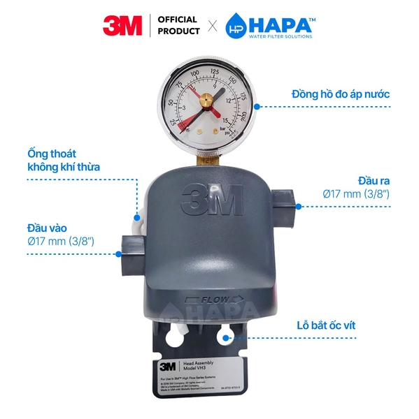 Đầu Chụp 3M VH3 (Kiểu 2) Cho Máy Lọc Nước 3M - Phụ Kiện Chính Hãng 3M