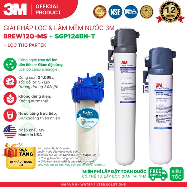 Máy Lọc Nước 3M BREW120-MS Uống Trực Tiếp Từ Vòi - Nhập Khẩu Mỹ