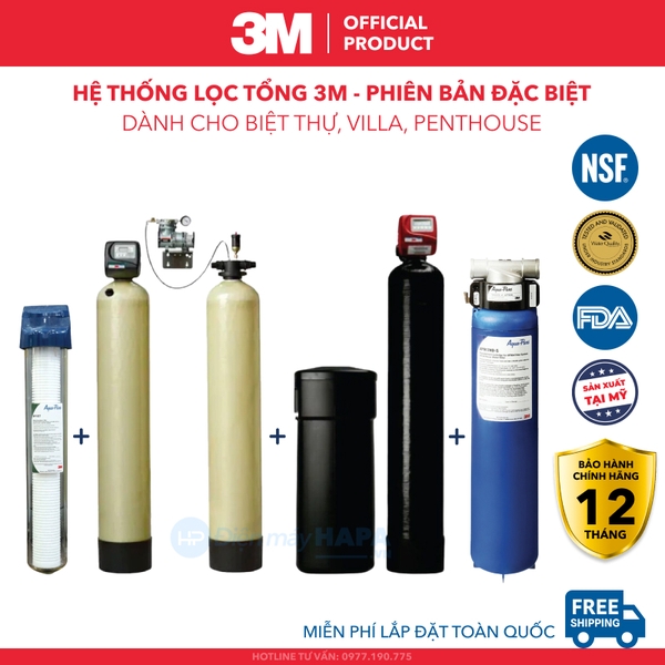 Combo Máy Lọc Khử Sắt Và Làm Mềm Nước Tổng Đầu Nguồn 3M APPM150 + WTS150 + AP904 + AP102T-110 - Hàng Chính Hãng, Nhập Khẩu Mỹ