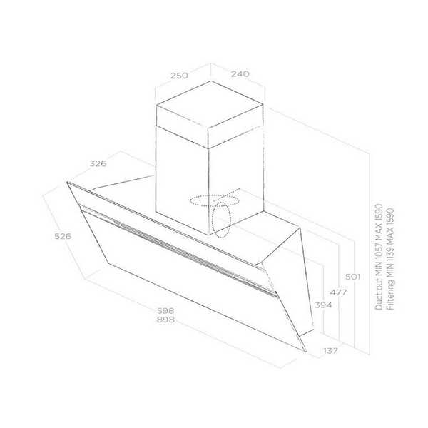 Máy Hút Mùi Khói Gắng Tường Elica STRIPE - 690 m³/h