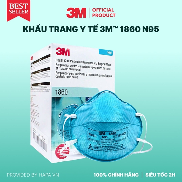 Khẩu Trang Phẩu Thuật 3M 1860 Cao Cấp Tiêu chuẩn NIOSH N95 - Hàng Chính hãng 3M