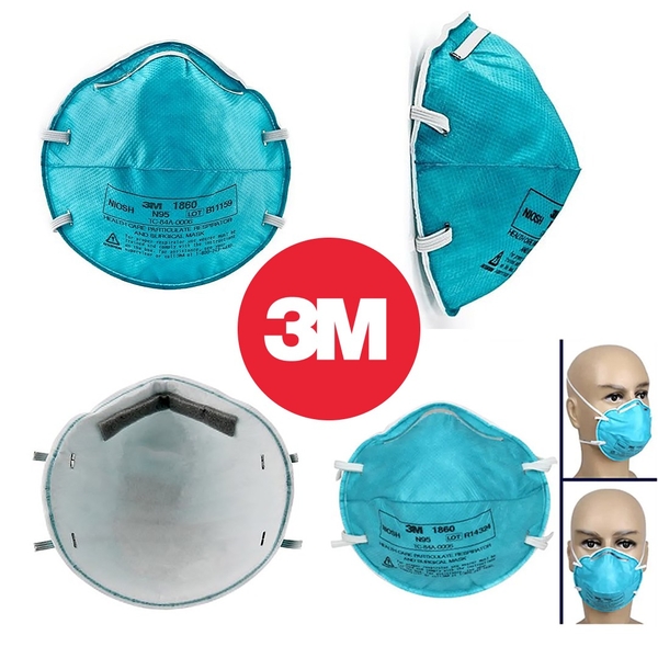 Khẩu Trang Phẩu Thuật 3M 1860 Cao Cấp Tiêu chuẩn NIOSH N95 - Hàng Chính hãng 3M