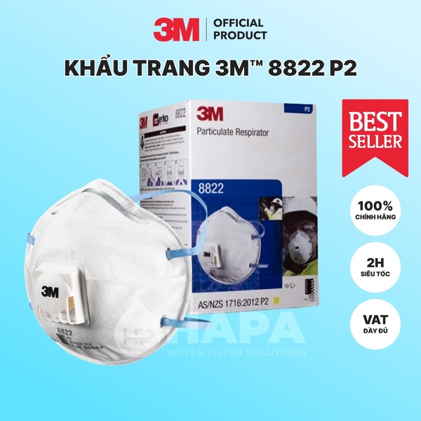 Khẩu Trang 3M 8822 P2 Tiêu Chuẩn Có Van Cool Flow™ - Hàng Chính Hãng 3M